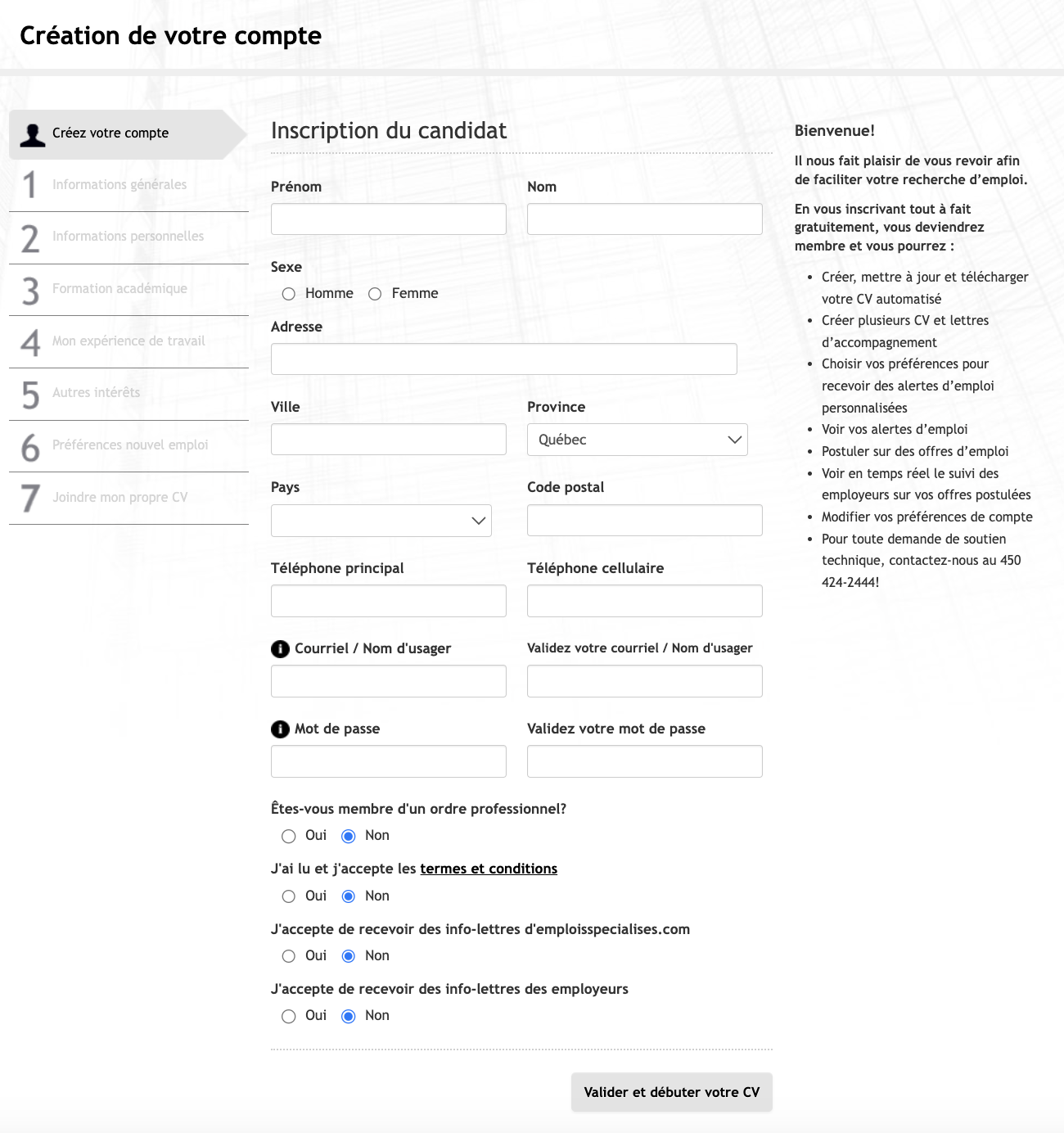 Remplissez votre CV automatisé!